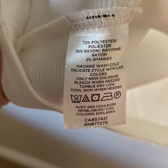 Ann Taylor White Rib Knit Puff Sleeve Blouse - Picture 2 of 4